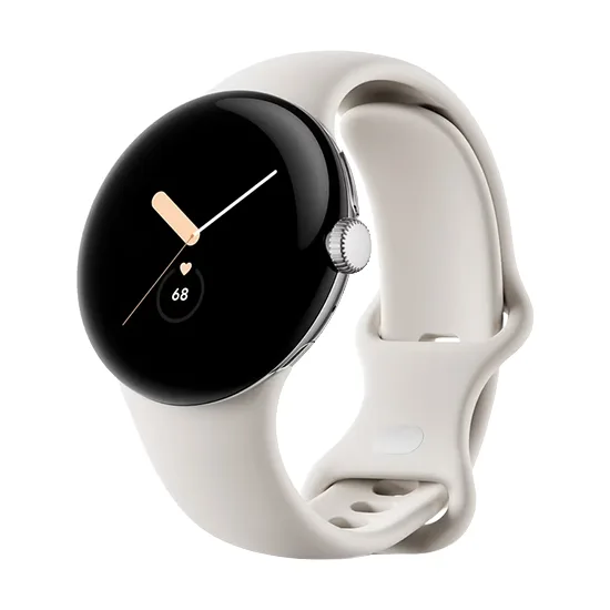Watch Google Pixel Watch LTE 41mm Polished Silver Case with Sport Band - Chalk