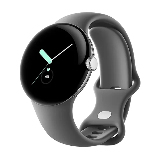 Watch Google Pixel Watch LTE 41mm Polished Silver Case with Sport Band - Charcoal