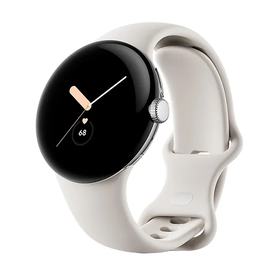 Watch Google Pixel Watch WiFi 41mm Polished Silver Case with Sport Band - Chalk
